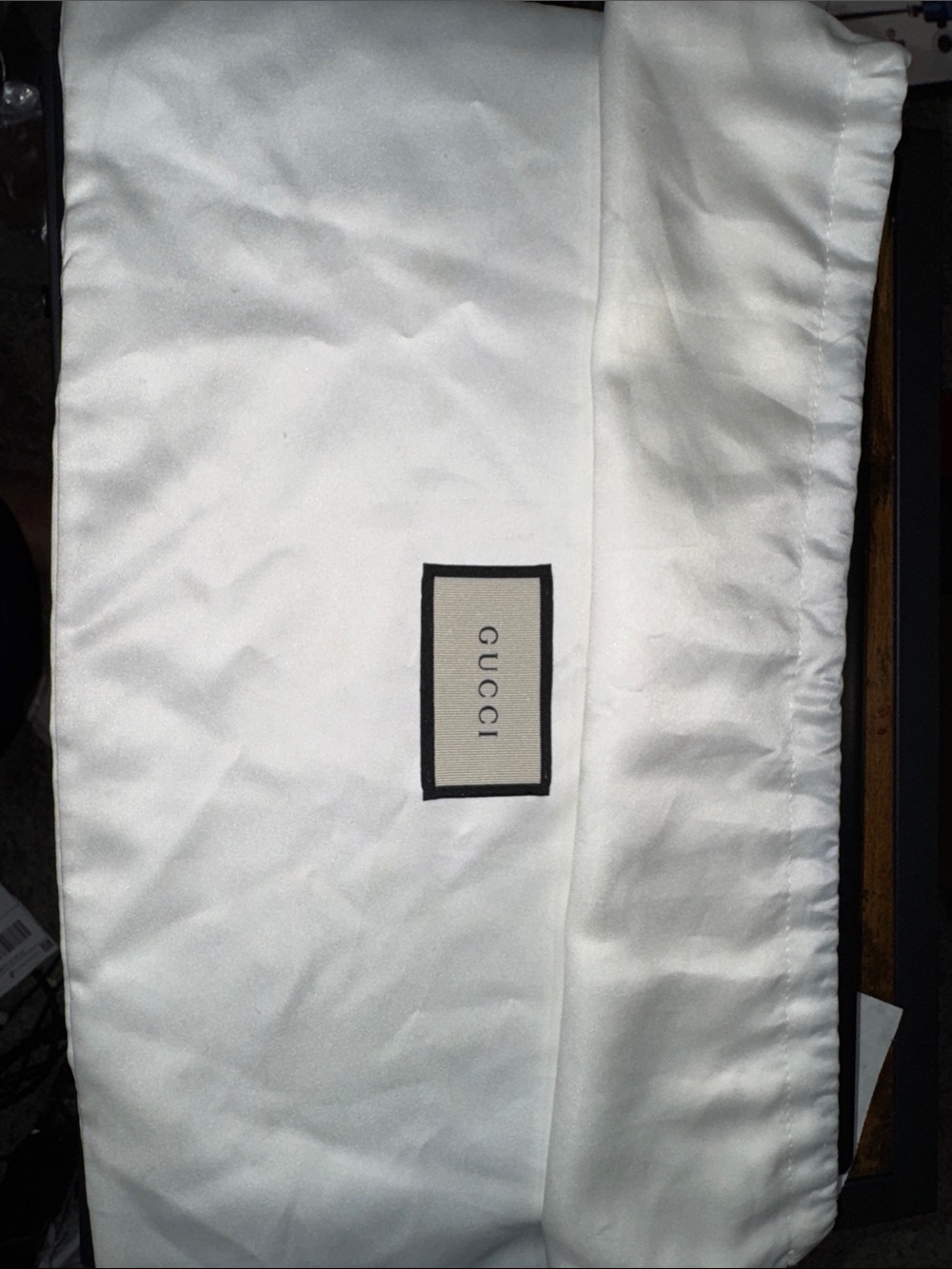 Gucci White Logo Dust Bag with Black Trim